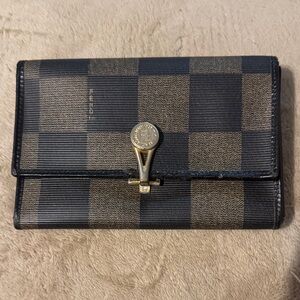 Fendi Black and Brown Checkered Wallet